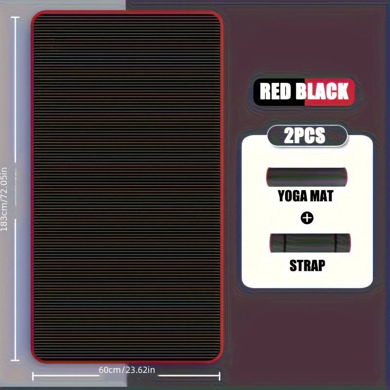 1pc, Yoga Mat (183cm*60cm/72.05in*23.62in), Non-Slip Fitness & Pilates Exercise Mat, Waterproof And Sweatproof, Comfortable, Thickness (15mm/0.59in), Home Gym Equipment, Bodybuilding Sports Accessory